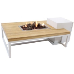 Enjoyfires Vuurtafel Ambiance Rechthoek Wit - Teak (1200x800x350mm)