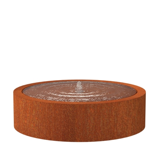 Watertafel Rond met 1 Fontein + Led - Cortenstaal (1450x400mm)