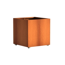 Plantenbak CARREZ met Wielen Vierkant - Cortenstaal (800x800x800mm)