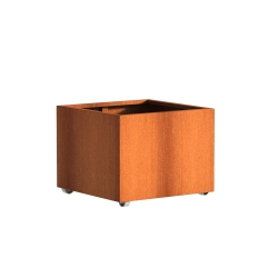 Plantenbak CARREZ met Wielen Vierkant - Cortenstaal (800x800x600mm)