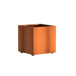 Plantenbak CARREZ met Wielen Vierkant - Cortenstaal (700x700x700mm)