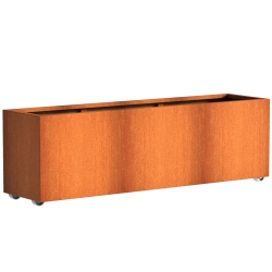 Plantenbak CARREZ met Wielen Rechthoek - Cortenstaal (2000x500x600mm)