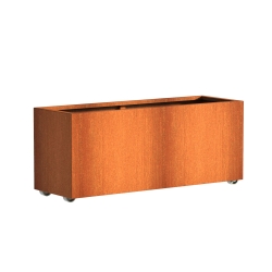Plantenbak CARREZ met Wielen Rechthoek - Cortenstaal (1500x500x600mm)