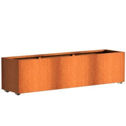 Plantenbak CARREZ met Wielen Rechthoek - Cortenstaal (2000x500x500mm)