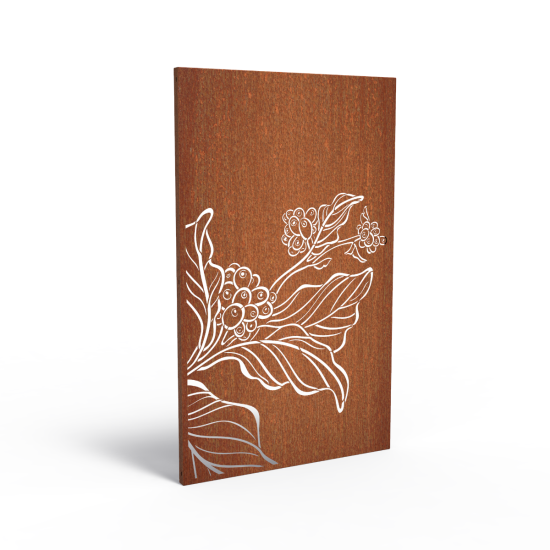 Sfeerpaneel Nature Hibiscus Motief - Cortenstaal (1100x50x1800mm)